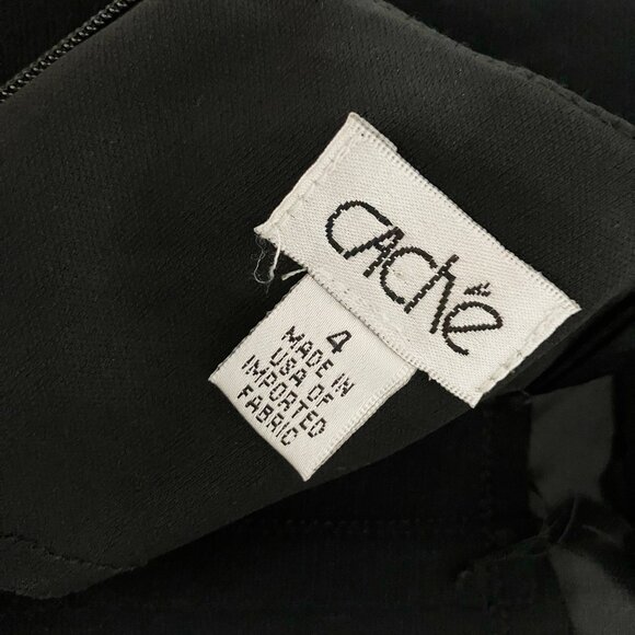 Cache Black Midi Dress | Back Bow & Buttons w/ Satin Trim | Size 4 | EUC - Picture 2 of 12